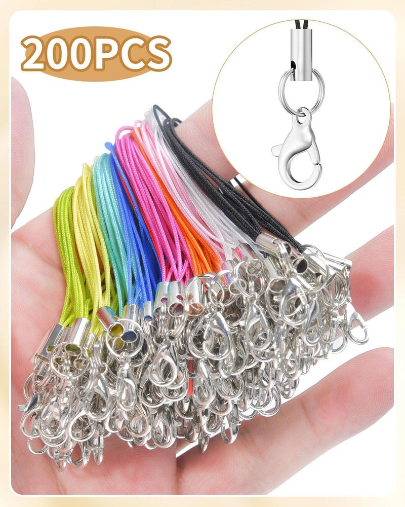MKCYD 200Pcs Phone Charms Strap with Lobster Clasp Lanyard Straps,Lariat Lanyard Charms Pendant Clasp for Cell Phone USB Keychains DIY Jewelry Accessories - Image 2